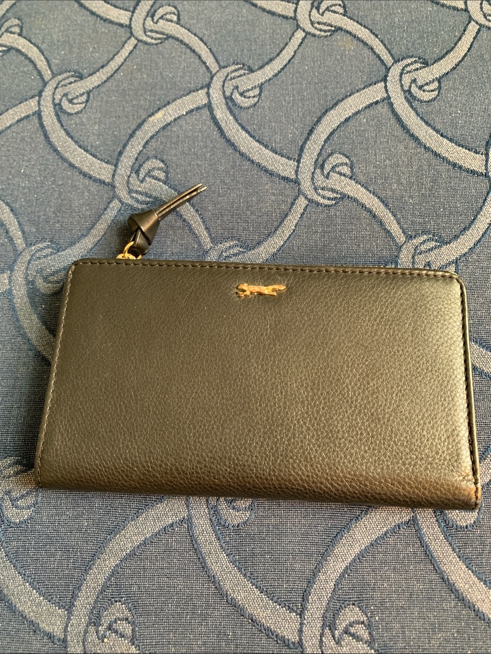 Paul Costelloe Black Leather Wallet with Gold Fox Logo